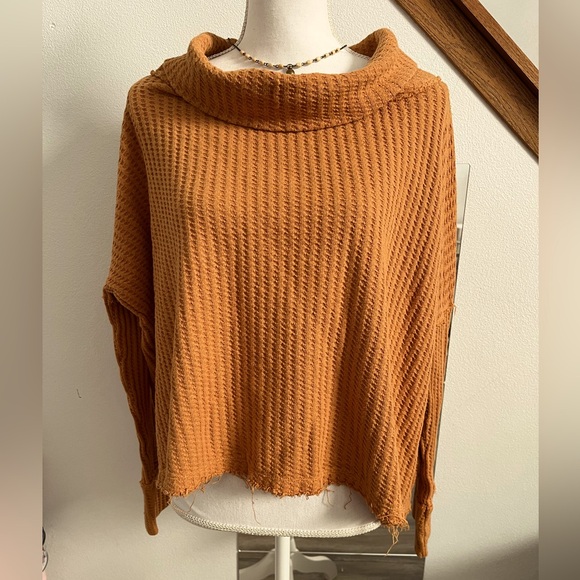 Free People waffle knit open back top - Picture 3 of 9